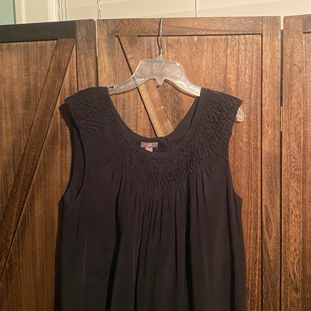 J. Jill Black Crinkle Sleeveless Dress, M, 100% Silk - Picture 2 of 10